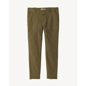 Nili Lotan Jenna Ankle Pant Twill Raw Hem Olive Green Utility Chore Size 00